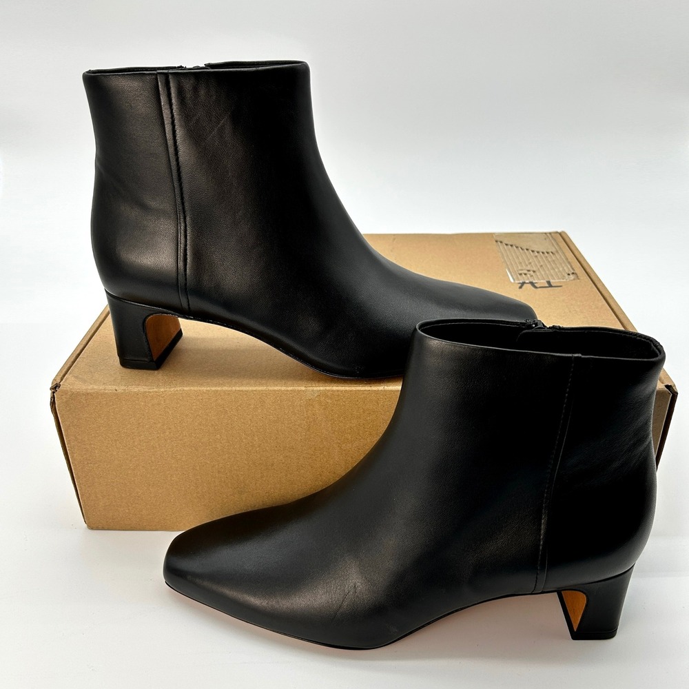Block Heel Ankle‎ Boots Vince Silvana Bootie Womens Size 8 M Black Leather NEW